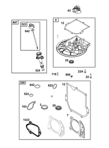 Crankcase Cover/Sump And Lubrication Group Diagram and Parts List for 09P802-0008-H5 020000 - 09Z999 Briggs and Stratton Engine